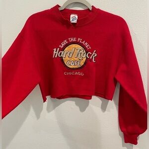 Save the Planet Hard Rock Cafe Cropped Sweatshirt - Size Medium